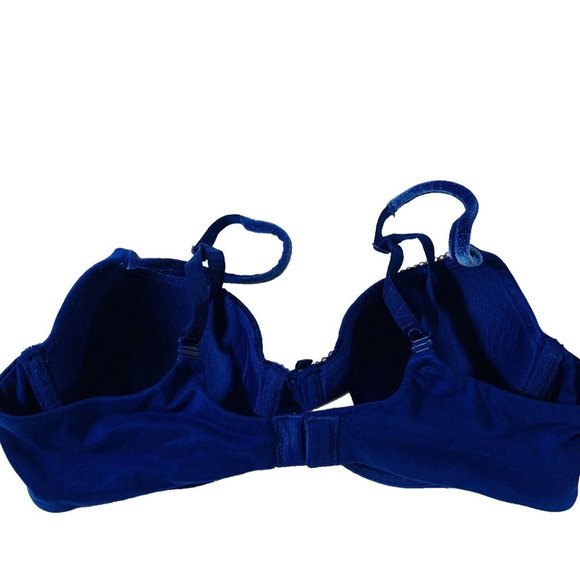 Victorias Secret Body By Victoria Blue Lined Demi Bra Sz 34B Velour Trim Glitter - Picture 2 of 11